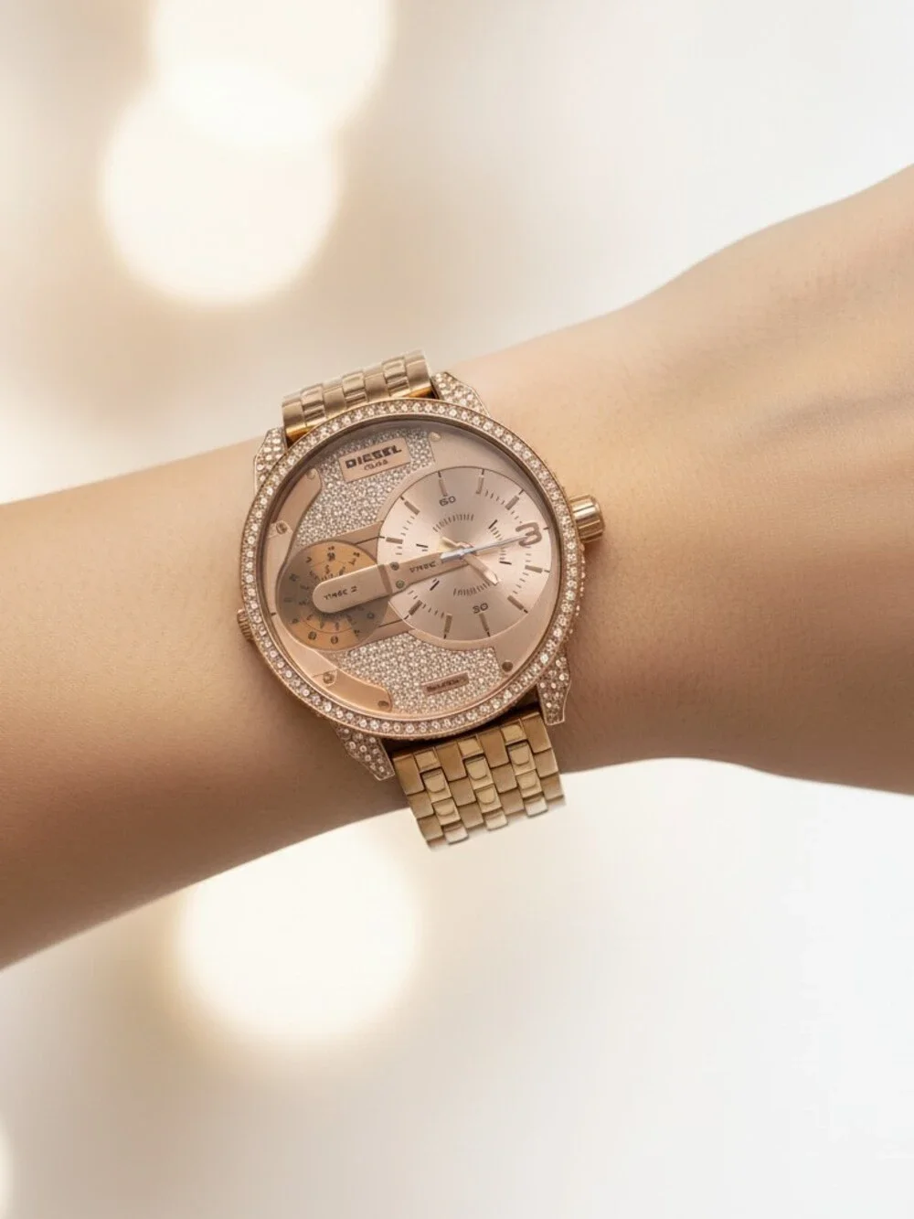 Diesel Rose Gold 3Bar Mini Daddy Jeweled Watch | OS Regular